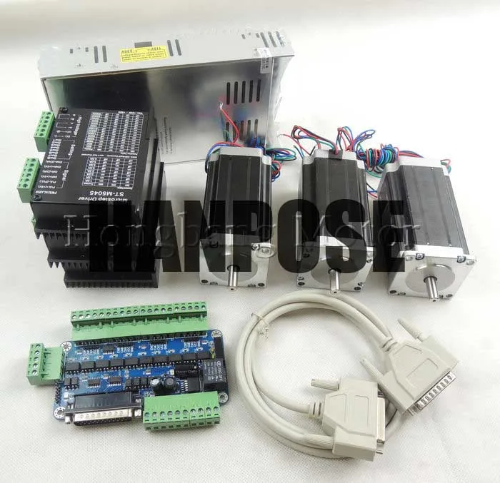 

CNC Router Kit 3 Axis kit ST-M5045 (replace 2M542) driver +5 axis breakout board + Nema23 425 Oz-in motor + 350W power supply