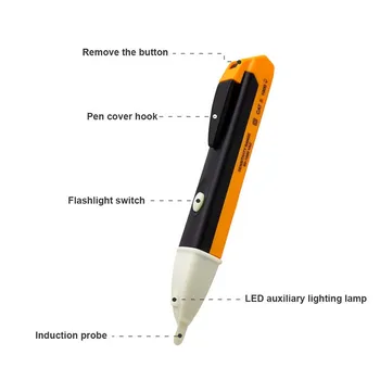

Non-contact Induction Detector Sensor Measuring Test Pen 90-1000V AC Electroscope Voltage Alert Pen LED Light Indicator Tester