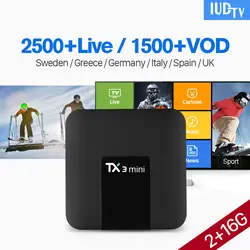 IP ТВ Швеции TX3 Мини Android 7,1 ТВ Box 2 Гб 16 GB S905W ВМС ТВ товара подписки IP ТВ Европа Испания Италия Германия Великобритания IP ТВ Top Box