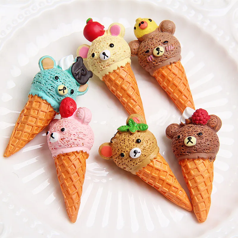2pcs/lot Cute Scale Miniature Resin Ice Cream Cone Pretend Food For Dollhouse Play Kitchen Food 2
