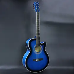 Гитара акустическая электрическая стальная струна Flattop Balladry поп-фолк 40 дюймов гитарра 6 струн синий свет Cutaway электро