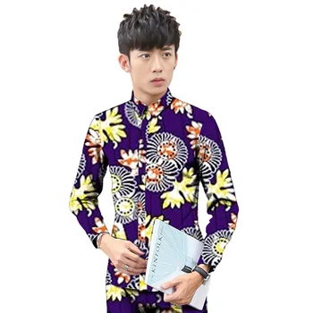 

Africa Men Slim Fit Turn-Down Long Sleeve Hawaiian Shirt Africa Style Men Shirts Big Size Brand Fashion Printed Dress Shirt