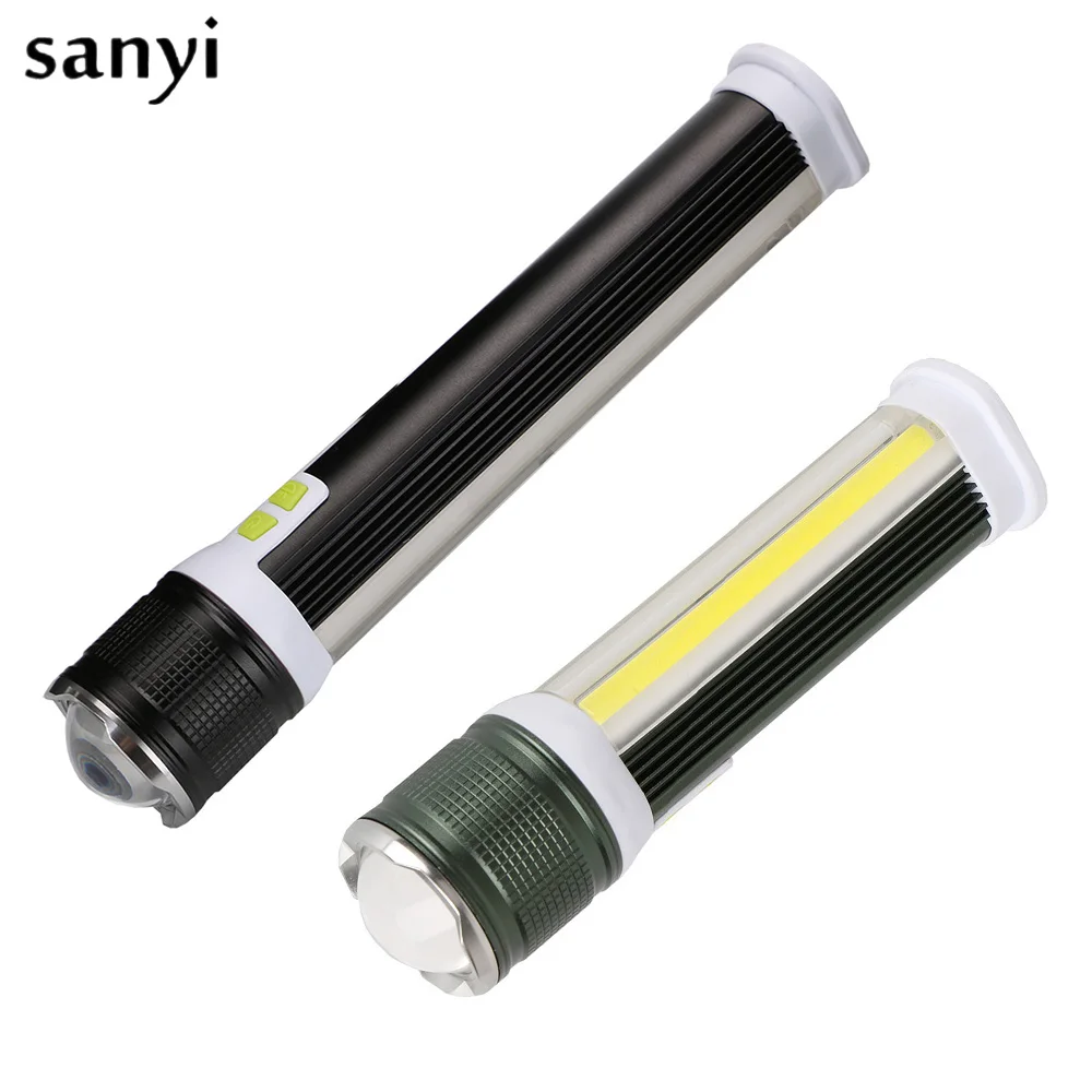 7 режимов перезаряжаемый внешний аккумулятор светодиодный фонарик COB Led T6 LED USB