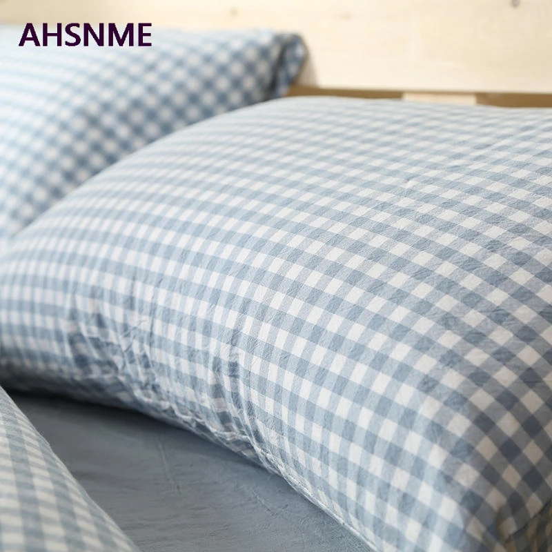 AHSNME 100% Cotton Nevresim Takimlari Super Soft parrure de lit Cool Summer Light Blue Super california king size bedding set 6