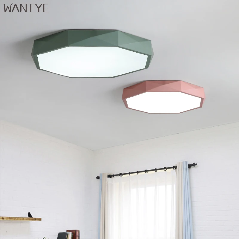 

Acrylic Modern Round LED Ceiling Lights for Children Living room Bedroom Simple Macarons Nordic Ceiling Lamp with Remote Control