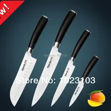 Huiwill marca ventas calientes 4 unids japonés aus-8 de acero inoxidable cocina santoku cuchillo cocinero utilidad set con negro g10 mango