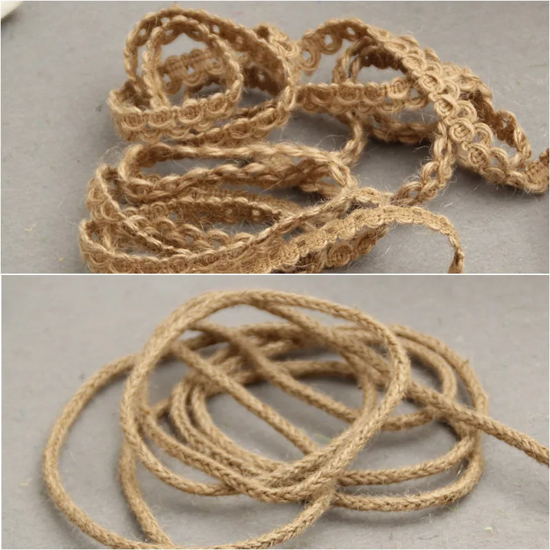 New Arrival 5M/lot Natural Hessian Jute Twine Rope Burlap Ribbon DIY