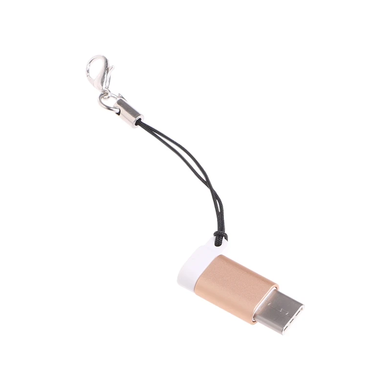 Micro usb type-C адаптер OTG синхронизация данных разъем зарядного устройства с брелок-шнур - Цвет: Gold