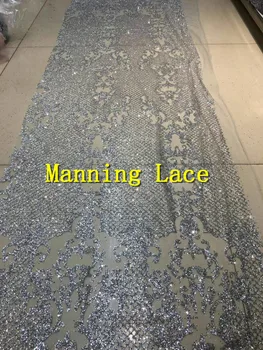 

Nice design fashion african glitter lace fabric for party dress 5yard/lot embroidered tulle lace with glued glitter