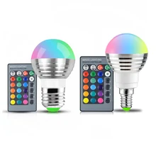 110 v 220 v 85-265 v e27 e14 rgb led 전구 16 색 매직 led 야간 조명 램프 dimmable 무대 조명/24key 원격 제어 휴일(China)