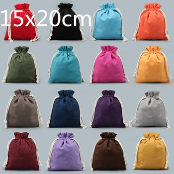 

Thicken Velvet Travel Jewellery Pouch Towel Lining Drawstring Bag Large Christmas Gift Bags for Jewelry Storage Bag 50pcs/lot