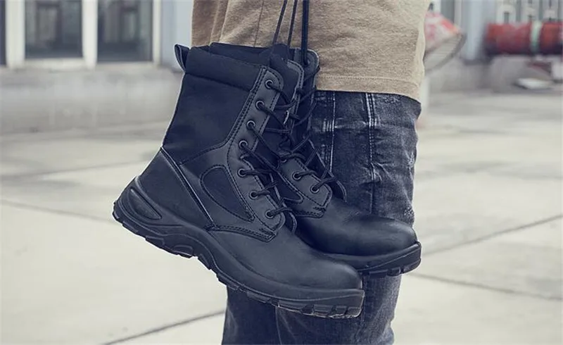 Уличные военные ботинки мужские рабочие защитные ботинки со стальным носком Дышащие Высокие армейские ботинки армейские тактические
