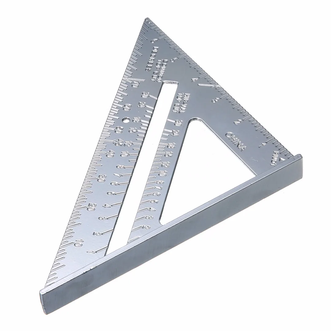 

7 inch Aluminum Rafter Triangle Ruler 18x18x25cm Silver For Carpenter Framing Measuring Tool