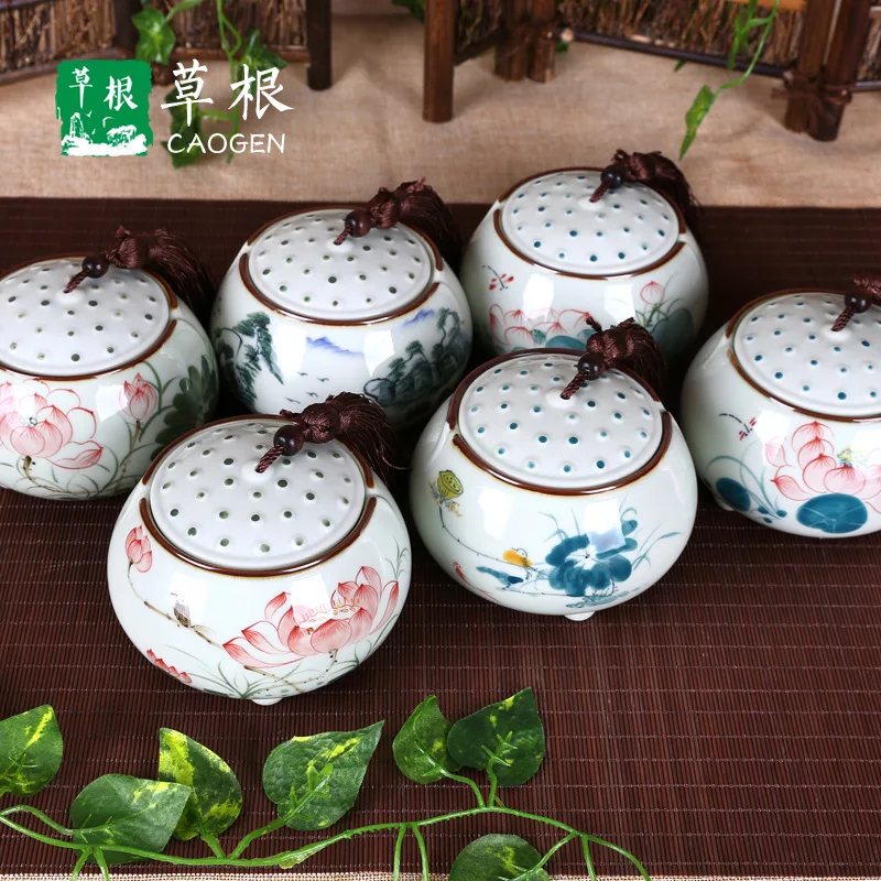 

2pc Creative gifts Handmade china vintage tea storage tins box ceramic food containers jars case tanks sealed tea caddy pot