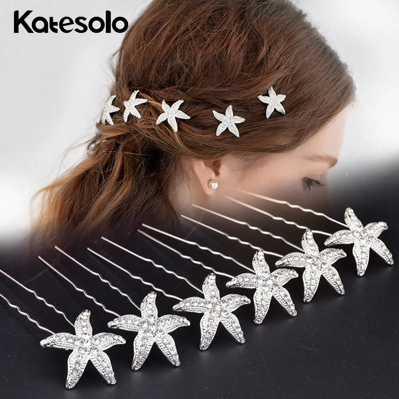 Katesolo 10 шт./компл. роскошный головной убор Морская звезда украшения для волос