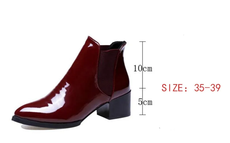 COOTELILI Comfortable 5cm High Heels Ankle Boots For Women Pointed Toe Warm Autumn Winter Shoes Women Pumps Red Black 35-39 (5)