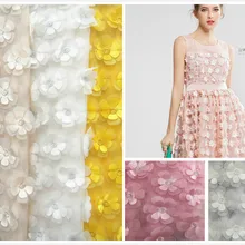 Многоцветный 3D цветок шифон 130 см двухслойная вышивка DIY свадебное платье аксессуары для одежды кружевная ткань