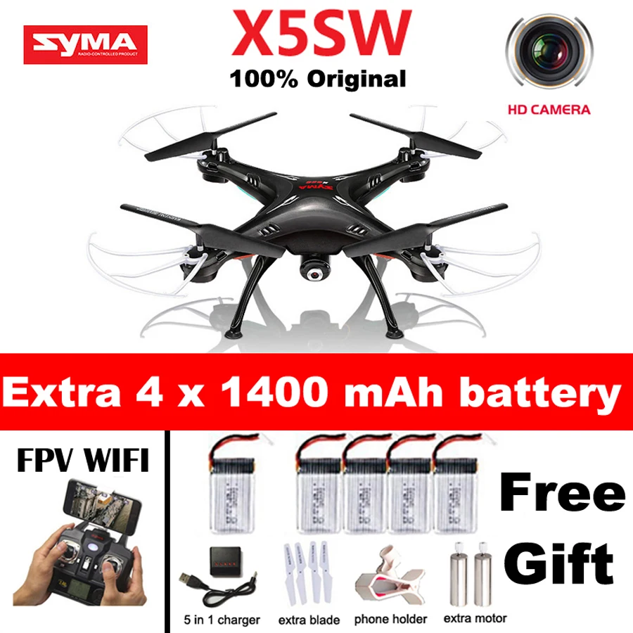 

iPiggy SYMA X5SW X5SW-1 FPV Camera Headless 6-Axis Real Time RC Helicopter Quadcopter with WIFI RC Drone Quadcopter Toys vs x5c