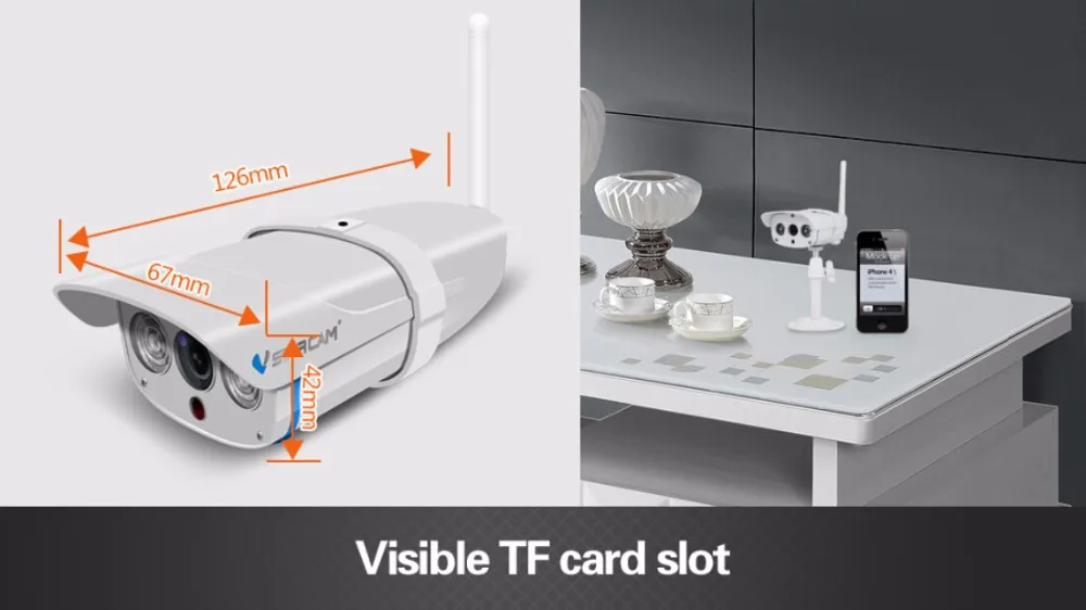 VStarcam C7816WIP Бесплатная доставка HD 720 P 1MP WI-FI Водонепроницаемый Открытый ИК Пуля IP Камера Поддержка TF карты Ночное видение