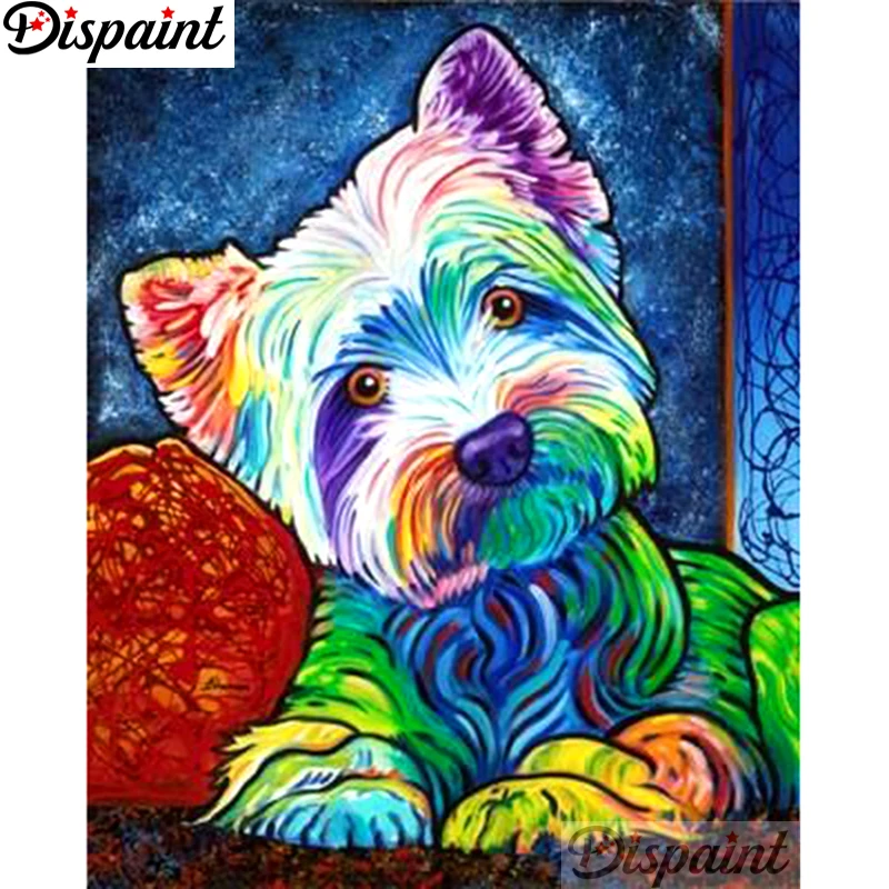 

Dispaint Full Square/Round Drill 5D DIY Diamond Painting "Color dog scenery" Embroidery Cross Stitch 5D Home Decor A11815