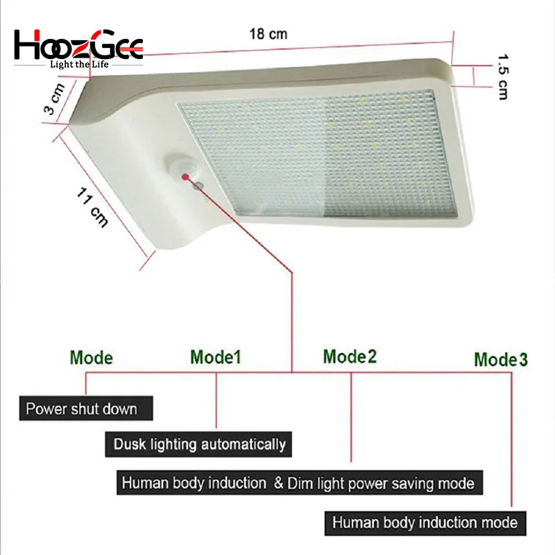 HoozGee солнечный уличный свет открытый сад 36 светодиодный PIR датчик движения Лампа безопасности Настенные светильники для дома патио освещение Декор