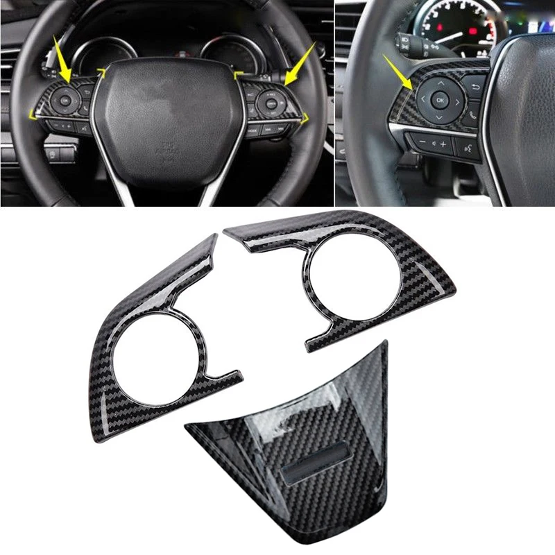 1 комплект из углеродного волокна, крышка для рулевого колеса, рамка для Toyota Camry