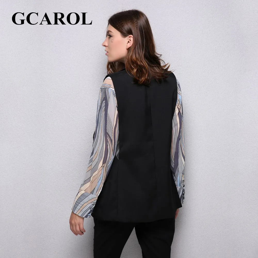 GCAROL OL Notched Women Button Decoration Waistcoat High Quality Sleeveless Jacket Elegant Office Work Outwear For Ladies