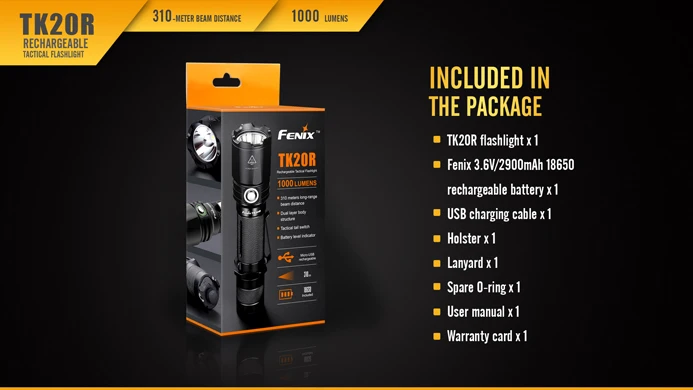 Новый перезаряжаемый фонарик Fenix TK20R с микро USB 1000 люмен аккумулятор 18650|flashlight