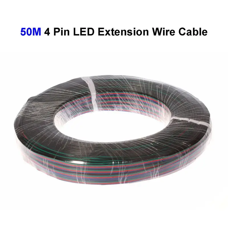 2roll SMD 3528 5050 RGB LED Strip Lights 50M 22AWG 4 Pin LED Extension Extend Wire Cablein