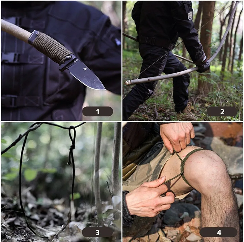Outdoor Camping Equipment Rope Braided Pulseras Outdoor Survival Rescue Paracord Bracelets Parachute Cord Men Emergency Black Stainless Buckles (14)
