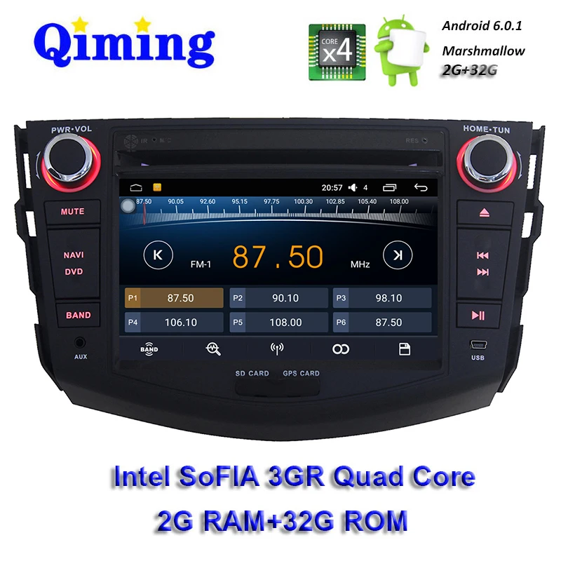 4 ядра 2 DIN Android 6.0.1 Car GPS навигации 7 дюймов 1024*600 HD Радио стерео для Toyota RAV4 2006 2012