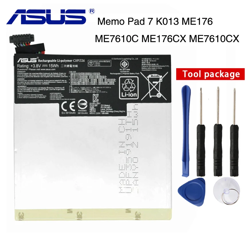 

Original ASUS C11P1326 Battery For for ASUS ASUS MeMo pad 7 ME7610C ME7610CX ME176C ME176CX K013 ME176 3910MAH