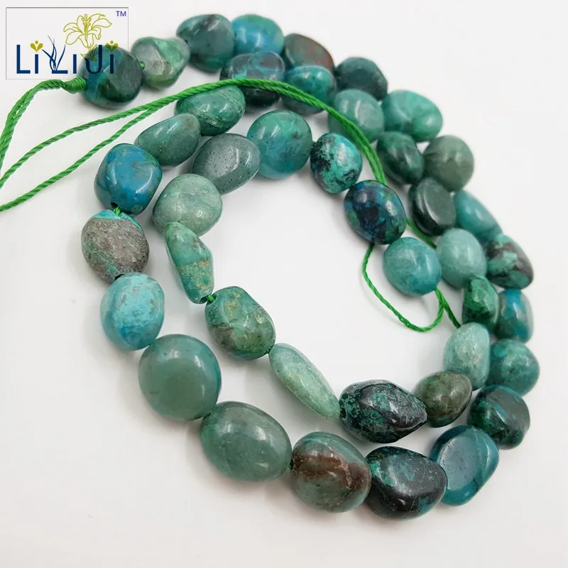 Lii Ji натуральные камни, Хризоколла нерегулярные 8x8x11 мм свободные бусины около 39 см DIY ювелирных изделий браслет ожерелье