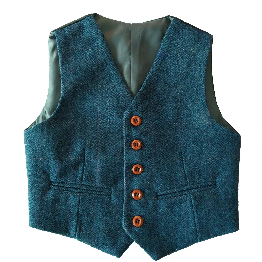 

2019 Airtailors Boys Tweed Vest Men Suit Vest Slim fit ring boys Wear Vest Wedding Waistcoat Men's Dress Vests