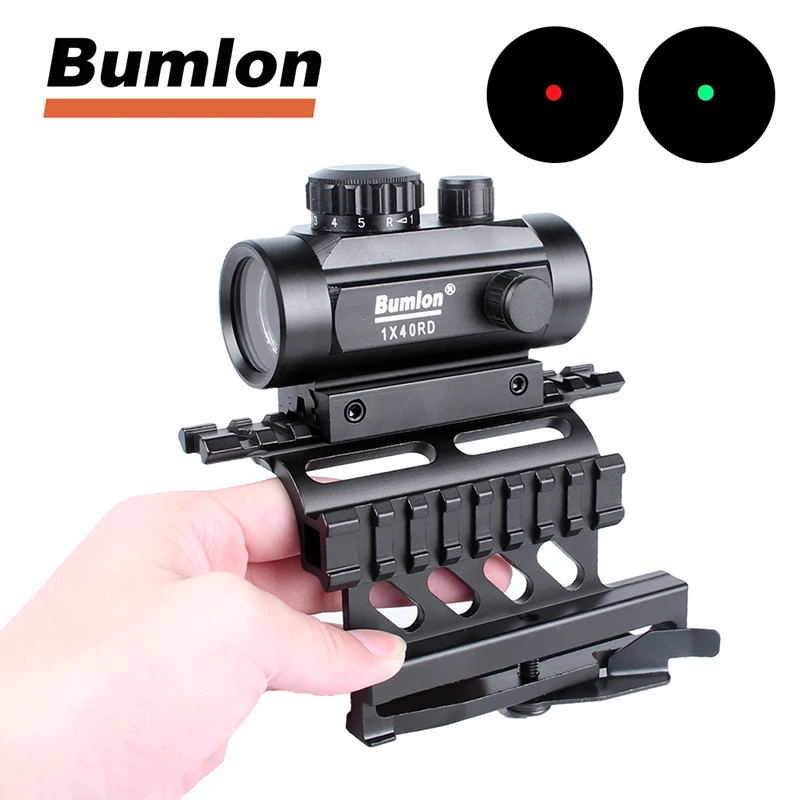 Tactical Holographic 1x40mm Red Green Dot Optic Sight + AK Serie Rail Side Mount Quick QD Style 20mm Detach weaver rail (2)