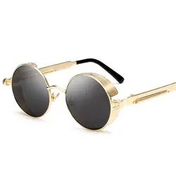 Круглый металлический Ретро мужские солнцезащитные очки в стиле стимпанк Для женщин модные очки Брендовая Дизайнерская обувь Винтаж