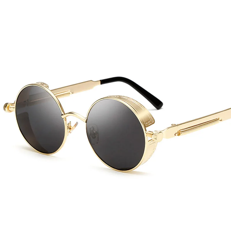 

Retro Round Metal Steampunk Sunglasses Men Women Fashion Glasses Brand Designer Vintage Sunglasses High Quality UV400 Eyewear