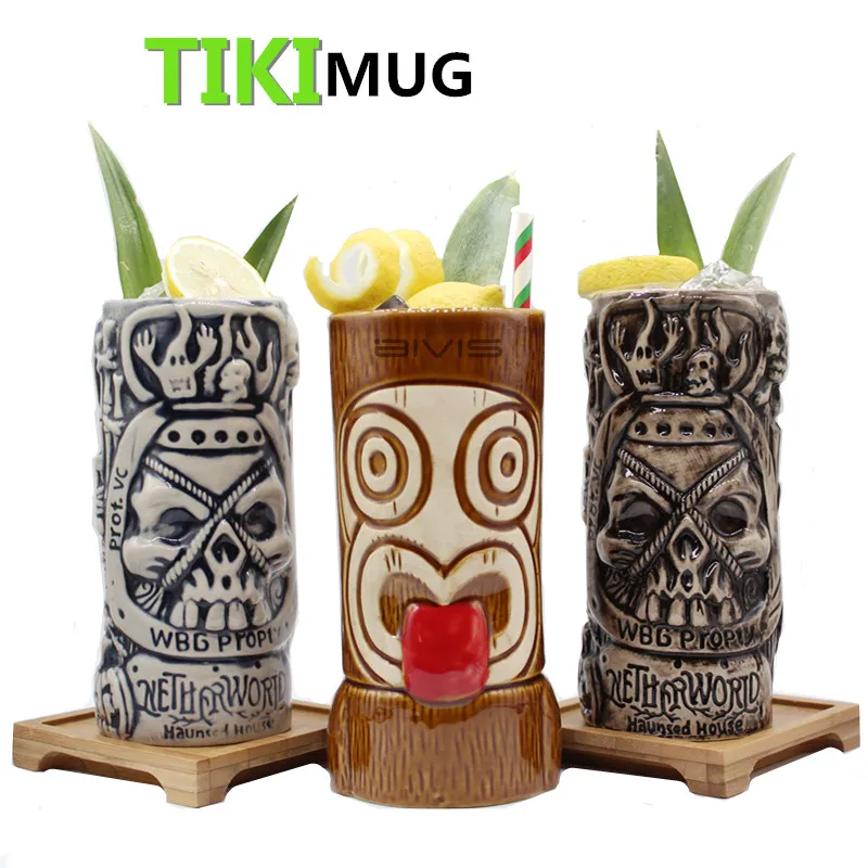 Hawaii Tiki кружки Коктейльные футбольные чашки пивные напитки Кружка вина керамическая Tiki кружки