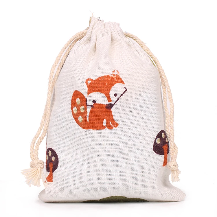 Small Print Pouch 14x16cm Linen Cotton Gift Bags 50pcs/Lot For Party