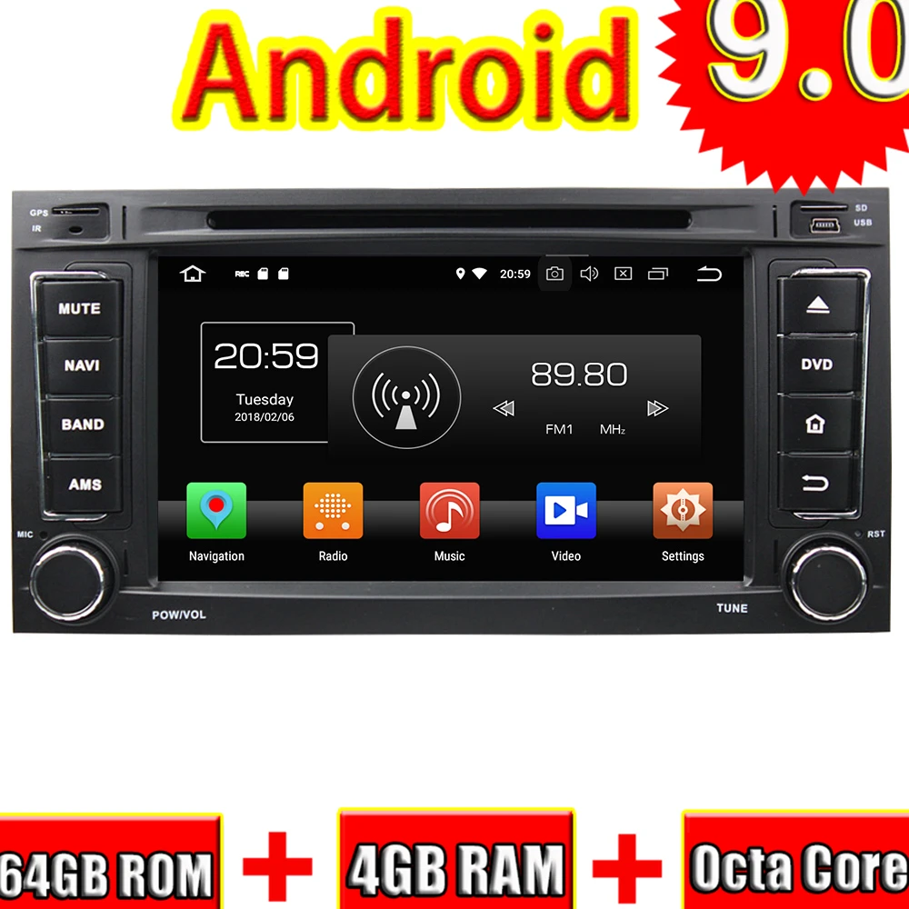 Topnavi Android 9 0 автомобильный DVD мультимедийный плеер для VW TOUAREG (2002 2010) MULTIVAN (2008 2012)
