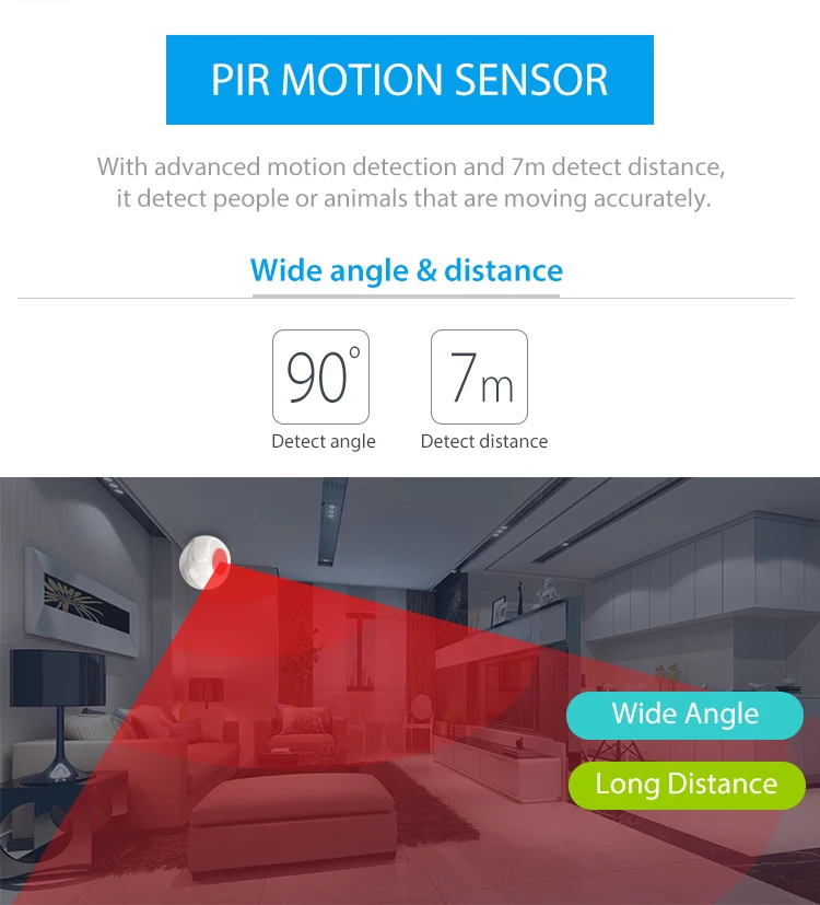 Wi Fi движения PIR инфракрасный сенсор детектор приложение-будильник IOS, Android управление
