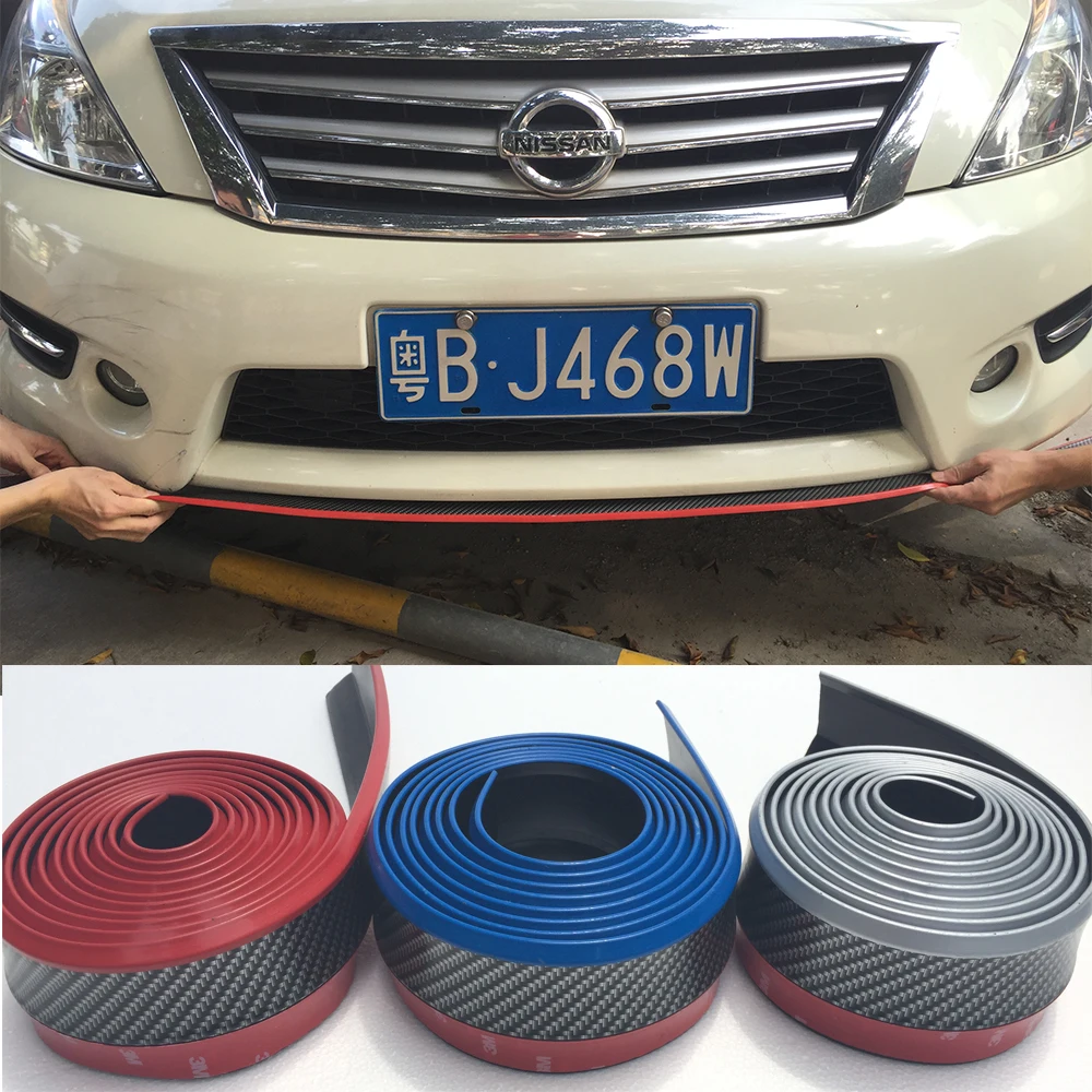 2.5 Meters PU Carbon Fiber Front bumper Side Skirt Car Bumper Strip
