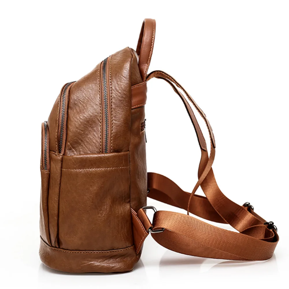 2018 Retro las mujeres bolsos de cuero suave de la PU Mochila bolsos de hombro Mochila para mujeres mujer Mochila Negro Bolso femenino Mochila