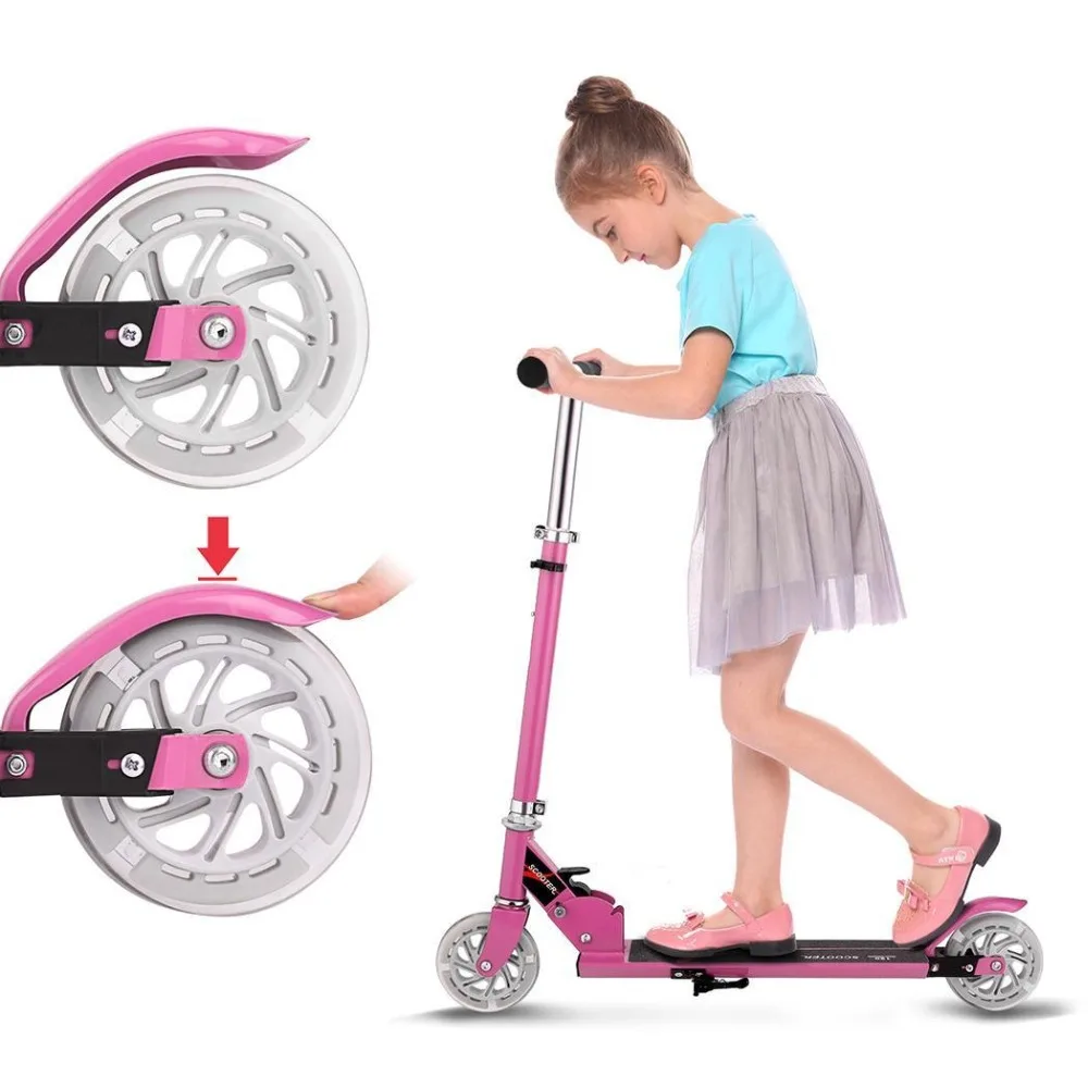 

ANCHEER Kick Scooter Foldable Adjustable Height 2-Wheel Stunt Scooter with LED Light Up Wheels Foot Scooters Gift for Kids