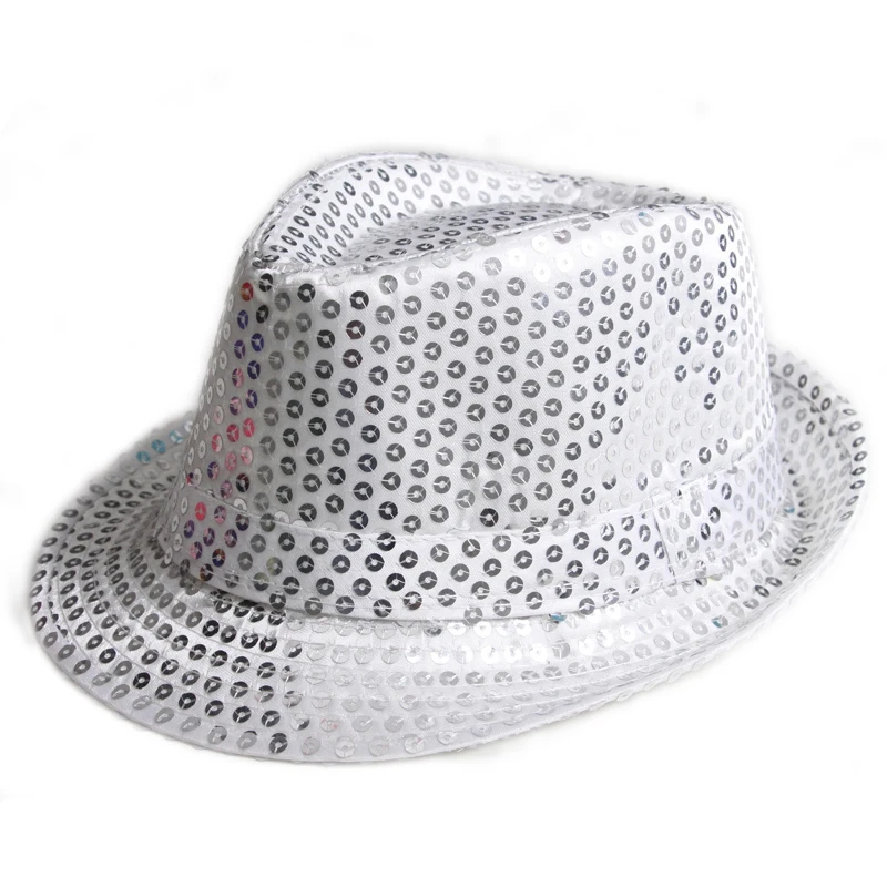 Kid Shining Sequin Fedora Trilby Hat Boys Girls Sequined Glitter Dance Party Cap