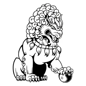 

15.7X20CM CHINESE STONE LION FUN Vinyl Car Sticker Motorcycle Decal Black Silver S6-2212
