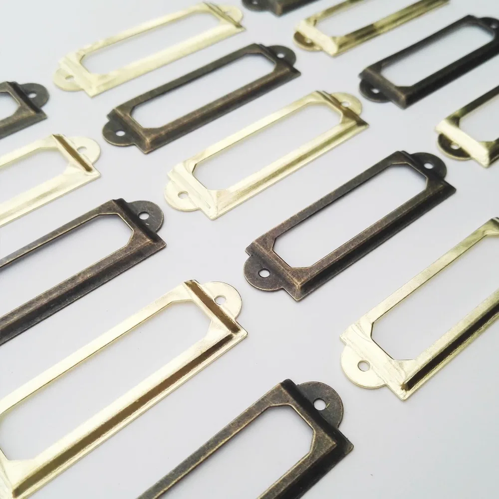 Antique Brass Golden Metal Label Pull Frame Handle File Name Card Holder For Furniture Cabinet Drawer Box Case Bin 12Pcs 17*60mm furniture handles,kitchen door handles