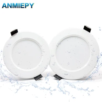 조도 조절식 방수 LED 다운라이트, 욕실용 LED 실내 램프 매입형 스포트라이트, AC220V, 230V, 5W, 7W, 9W, 12W, 15W, 18W, 10 개