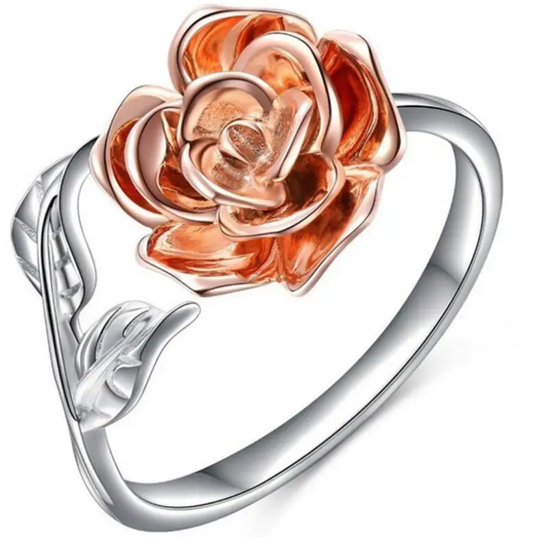

Hot Sale Rings Adjustable Rose Flower Opening Finger Rings For Women Valentine's Day Gift Drop Shipping