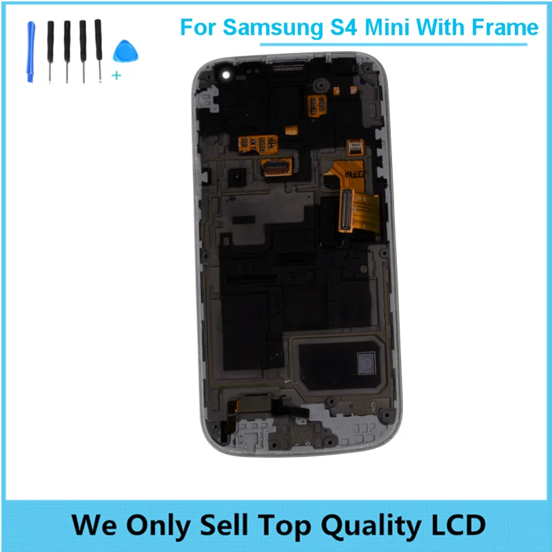 For Samsung Galaxy s4 mini i9190 i9195 i9192 LCD display touch screen digitizer Bezel Frame Assembly For Samsung S4 mini LCD аккумулятор мобильного телефона samsung eb b500aebecru для galaxy s4 mini i9190 i9192 i9195 1900 mah